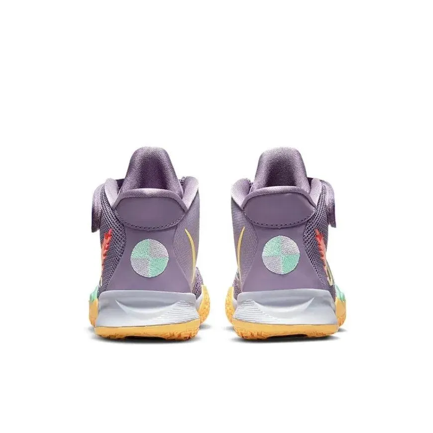 Nike Kyrie 7 mid-top kids board shoes velcro anti-slip shock absorption shoes purple yellow
