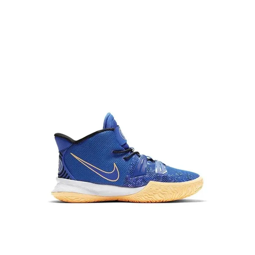 Nike Kyrie 7 mid-top kids board shoes velcro anti-slip shock absorption shoes purple yellow