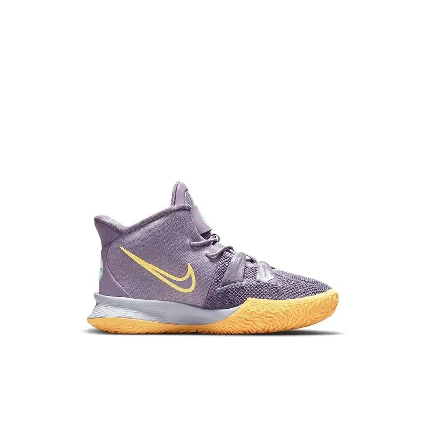 Nike Kyrie 7 mid-top kids board shoes velcro anti-slip shock absorption shoes purple yellow