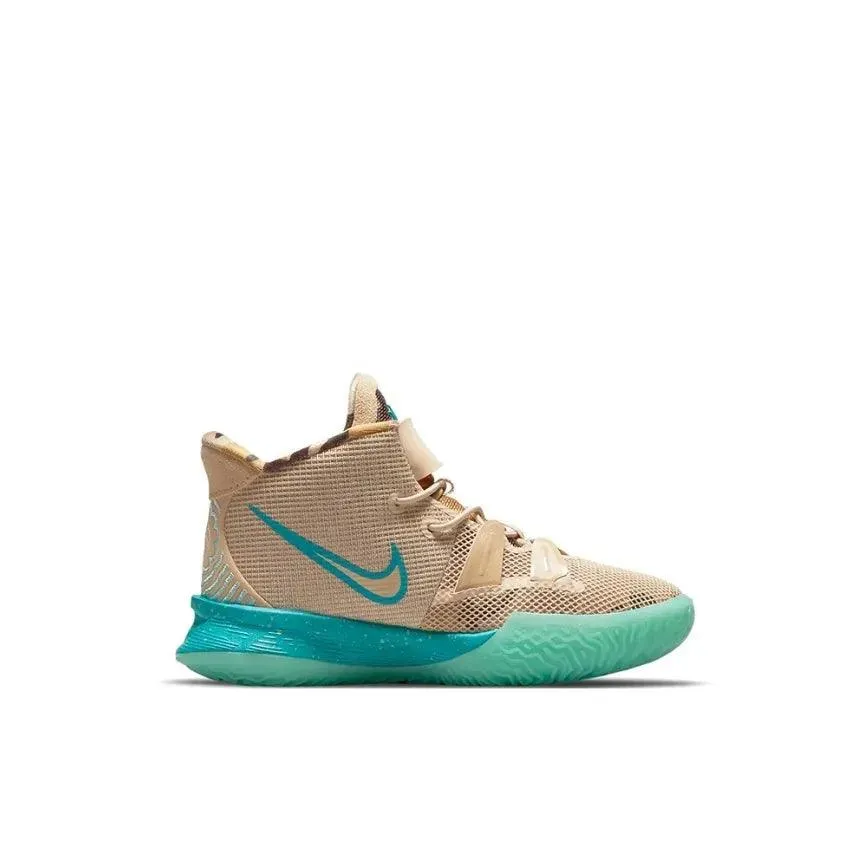 Nike Kyrie 7 mid-top kids board shoes velcro anti-slip shock absorption shoes purple yellow