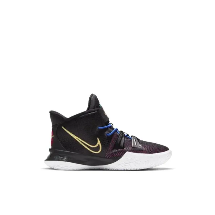 Nike Kyrie 7 mid-top kids board shoes velcro anti-slip shock absorption shoes purple yellow
