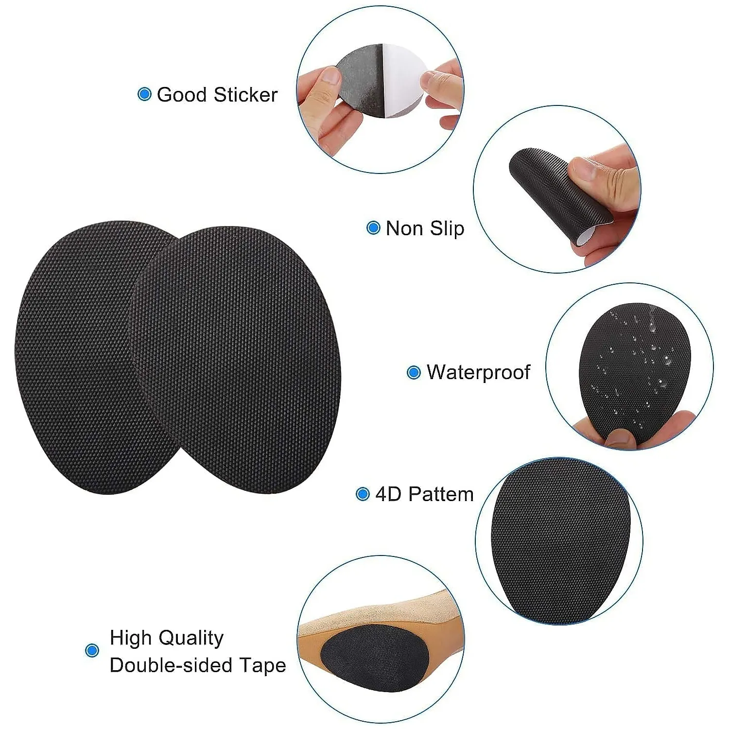 Non-Slip Rubber Shoe Pads - Self-Adhesive Sole Protectors