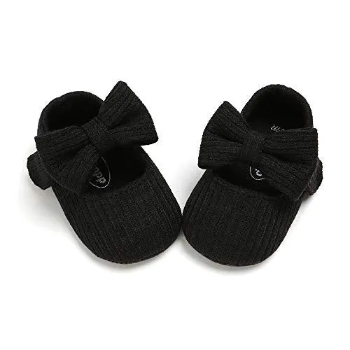 Ohwawadi Infant Baby Girl Shoes, Bowknot Baby Mary Jane Flats Princess Dress Shoes Soft Baby Crib Shoes (0-6 Months, 1933 Black)