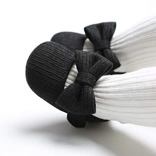 Ohwawadi Infant Baby Girl Shoes, Bowknot Baby Mary Jane Flats Princess Dress Shoes Soft Baby Crib Shoes (0-6 Months, 1933 Black)
