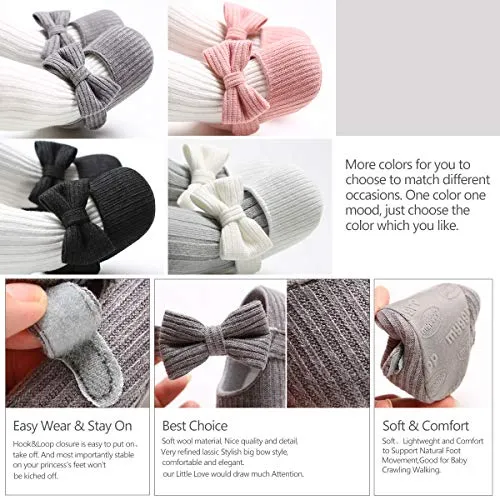 Ohwawadi Infant Baby Girl Shoes, Bowknot Baby Mary Jane Flats Princess Dress Shoes Soft Baby Crib Shoes(0-6 Months, 1933 Red)