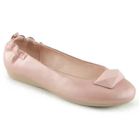 OLIVE-08 Pin Up Couture Flats Baby Pink Faux Leather Sexy Single Soles (Retro Heels)