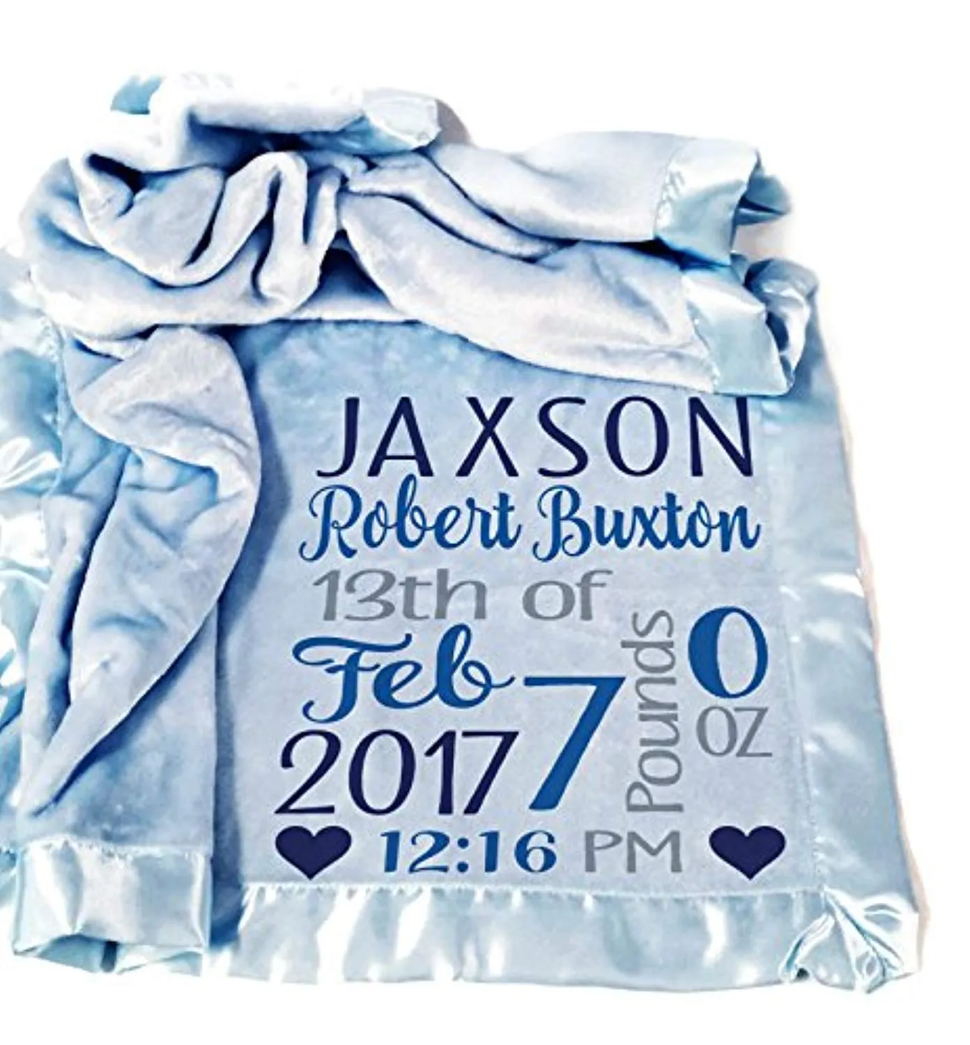Personalized Baby Blankets for Boys (30x40, Blue Micro Plush Fleece Satin Edge Trim)