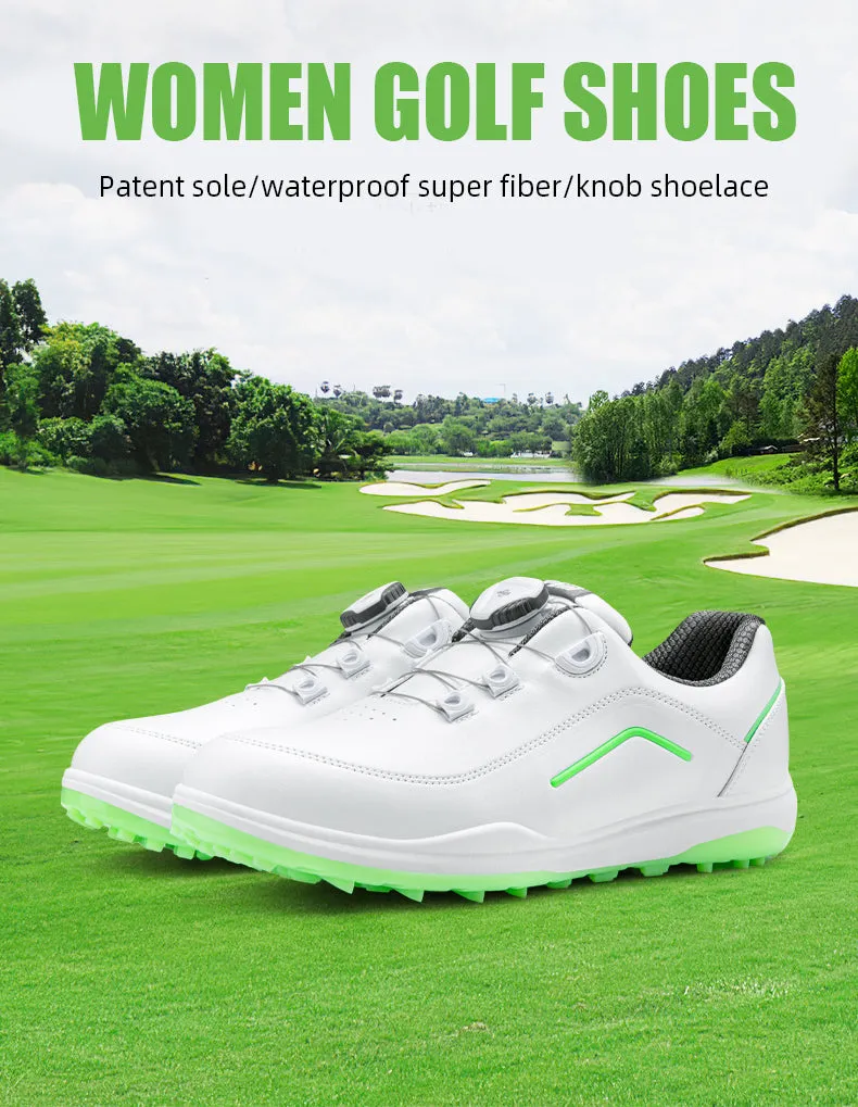 PGM XZ247 microfiber leather luxury golf shoes women oem waterproof spike less golf shoes