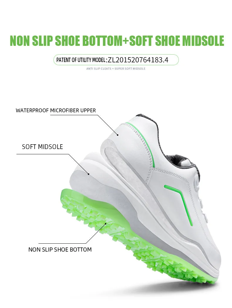 PGM XZ247 microfiber leather luxury golf shoes women oem waterproof spike less golf shoes
