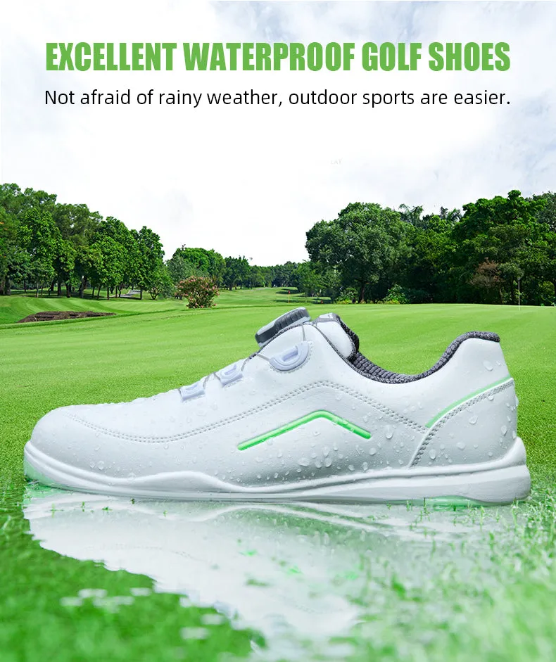 PGM XZ247 microfiber leather luxury golf shoes women oem waterproof spike less golf shoes
