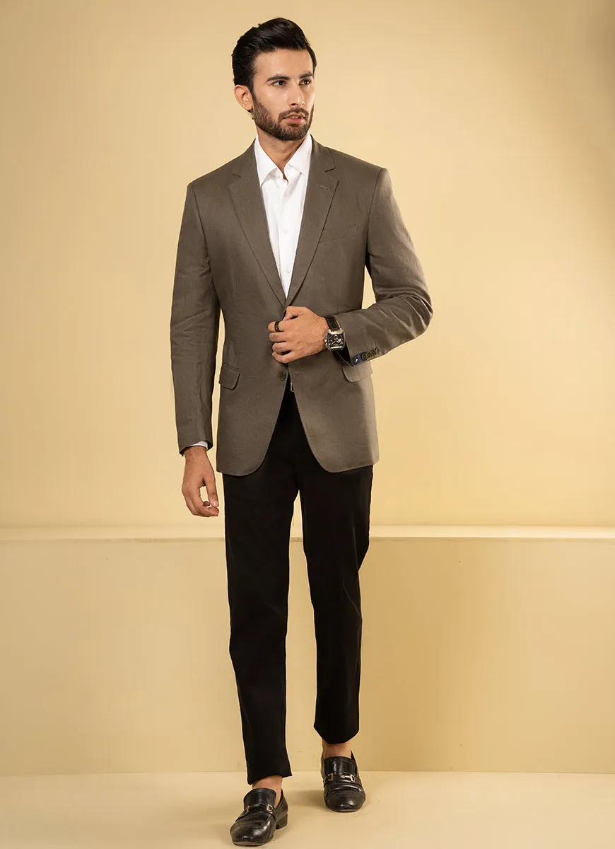 Plain-Green, Regular Fit, 100% Linen, Classic Blazers