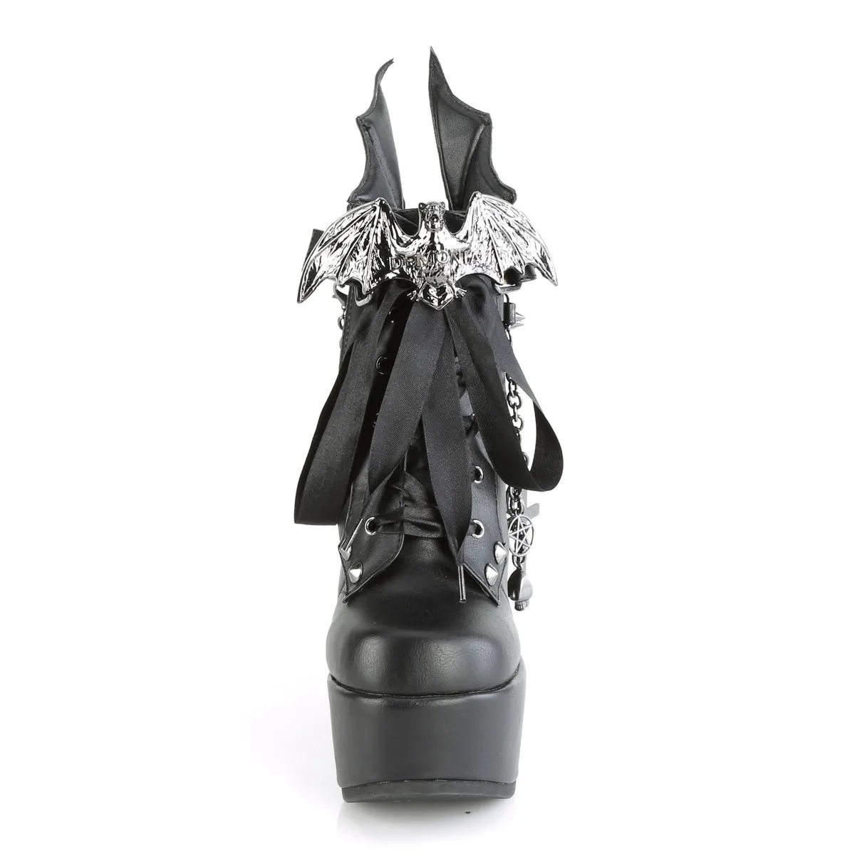 POISON-107 DemoniaCult Black Vegan Leather Sexy Women's Ankle Boots (Alternative Footwear)