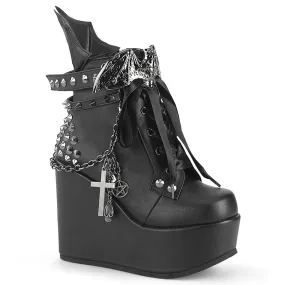 POISON-107 DemoniaCult Black Vegan Leather Sexy Women's Ankle Boots (Alternative Footwear)