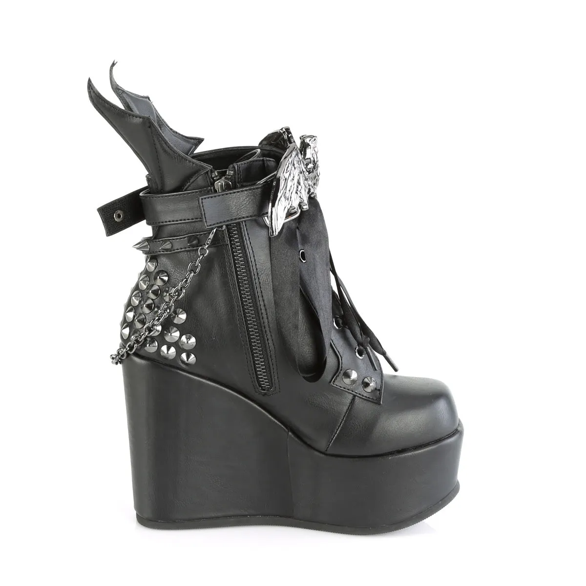 POISON-107 DemoniaCult Black Vegan Leather Sexy Women's Ankle Boots (Alternative Footwear)