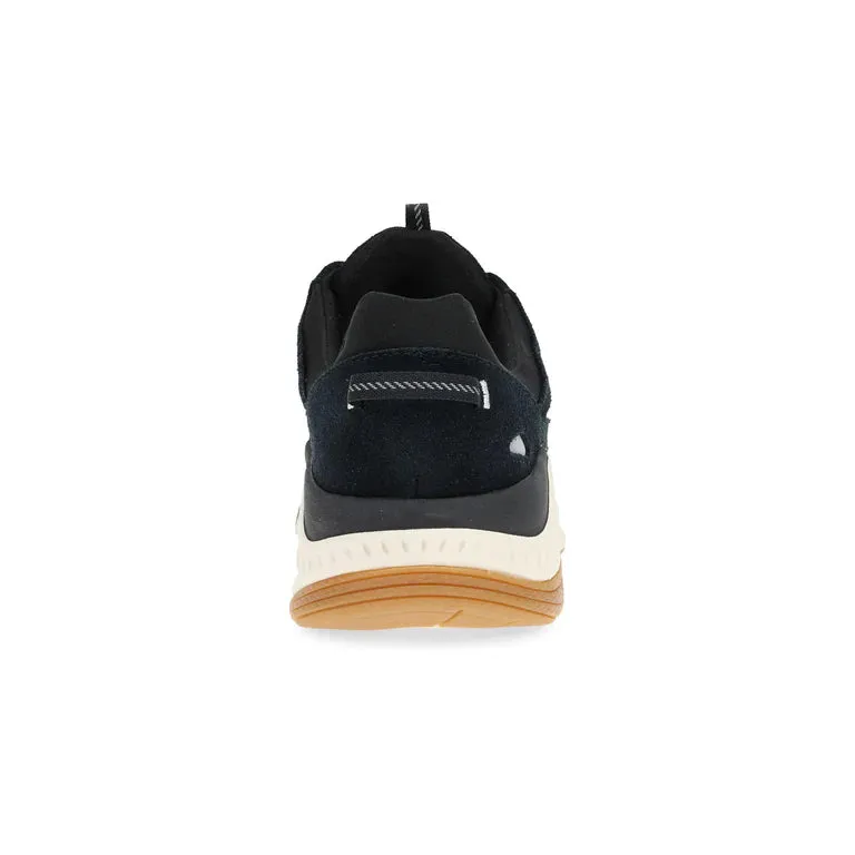Poppy Casual Suede Walking Sneaker in Black