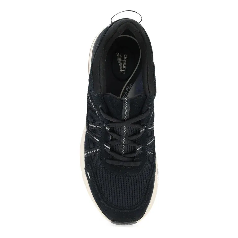 Poppy Casual Suede Walking Sneaker in Black