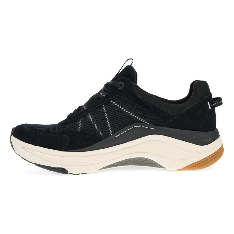 Poppy Casual Suede Walking Sneaker in Black
