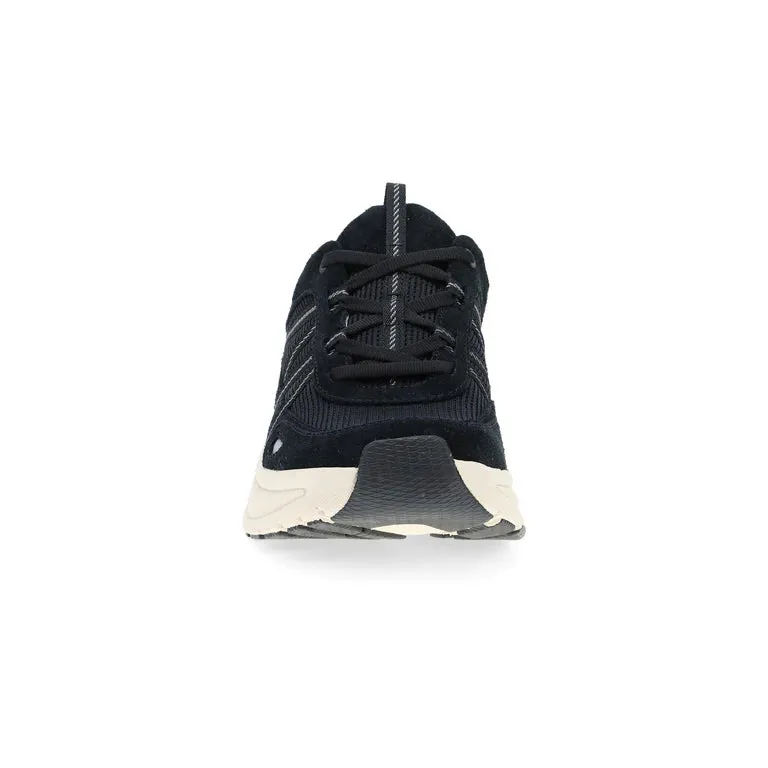 Poppy Casual Suede Walking Sneaker in Black