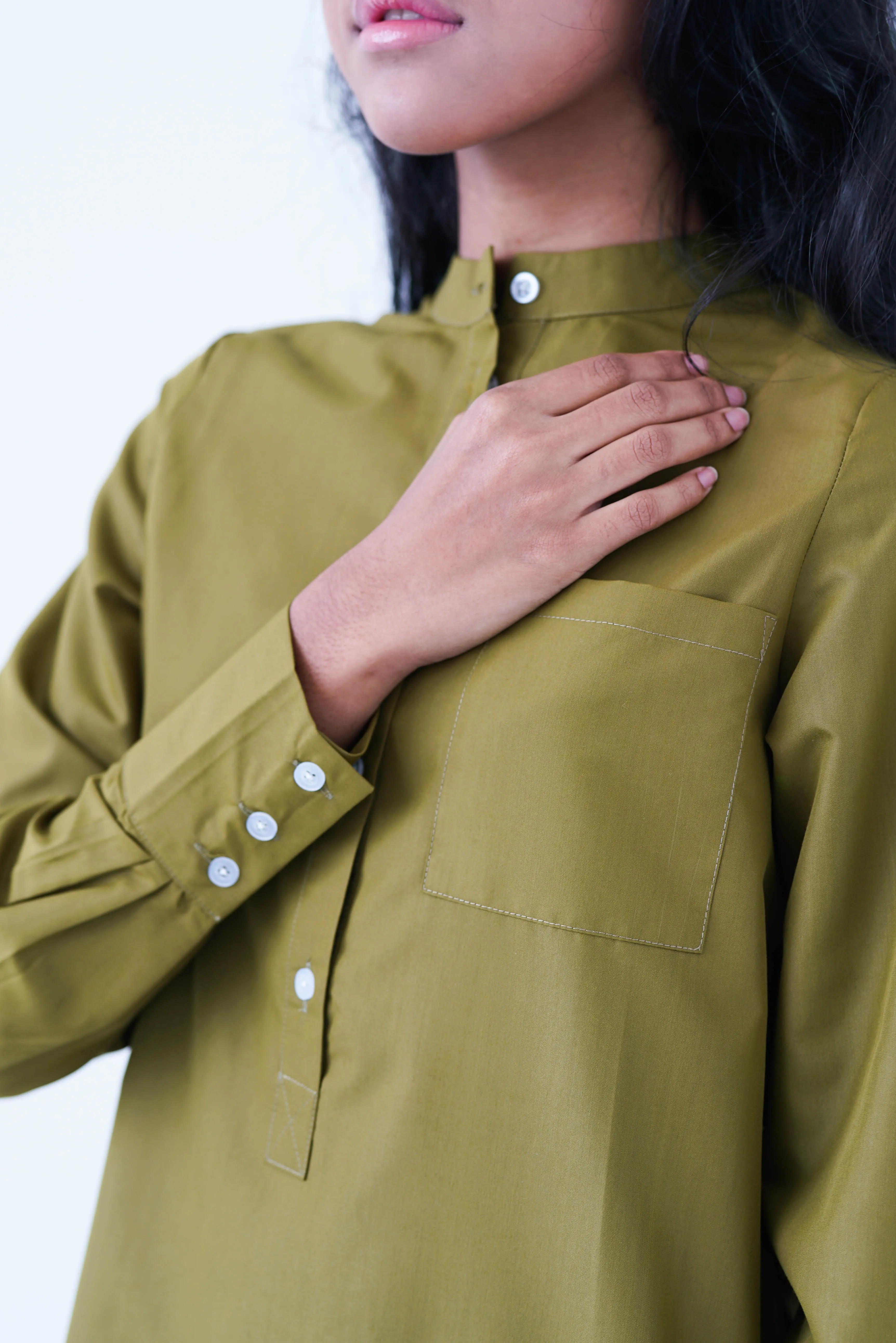 [PRE ORDER]High Collar Long Dress / Shirt