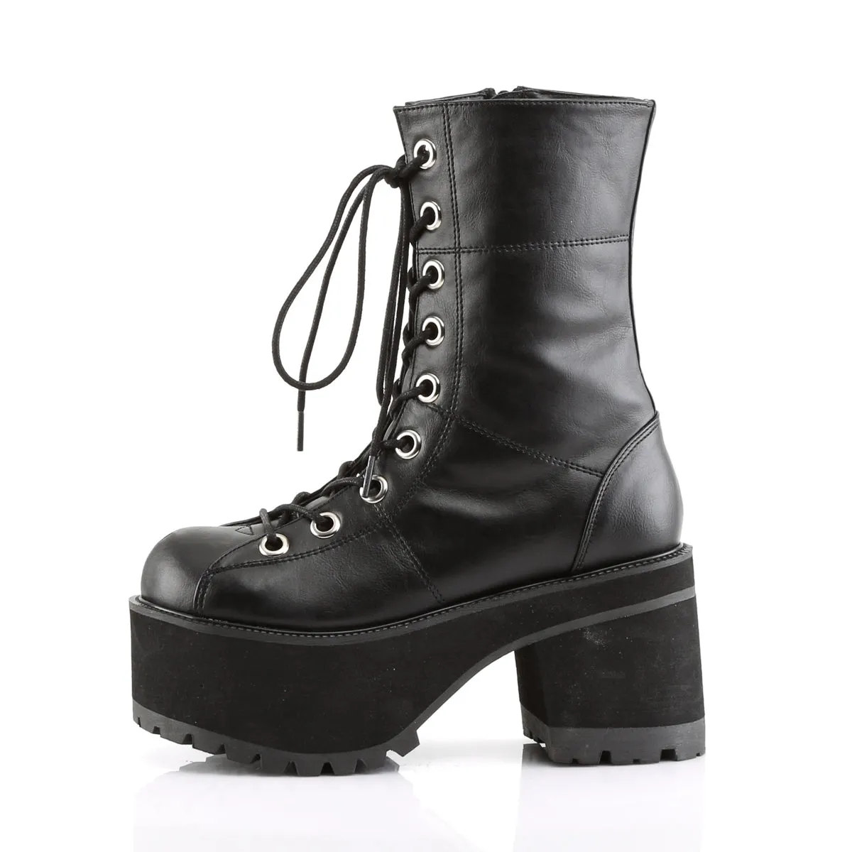 RANGER-301 DemoniaCult Black Vegan Leather Sexy Women's Ankle Boots (Alternative Footwear)