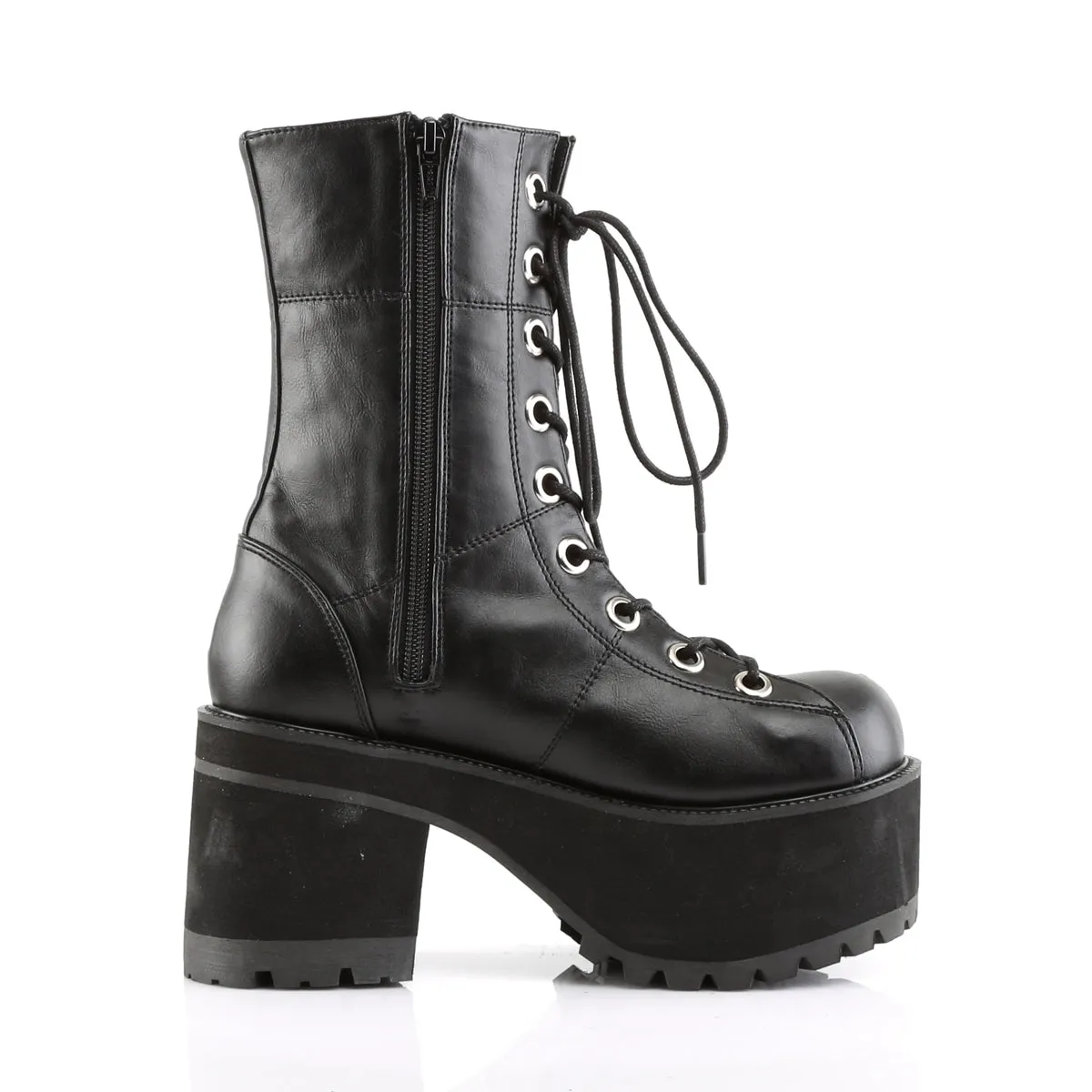 RANGER-301 DemoniaCult Black Vegan Leather Sexy Women's Ankle Boots (Alternative Footwear)