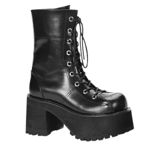 RANGER-301 DemoniaCult Black Vegan Leather Sexy Women's Ankle Boots (Alternative Footwear)