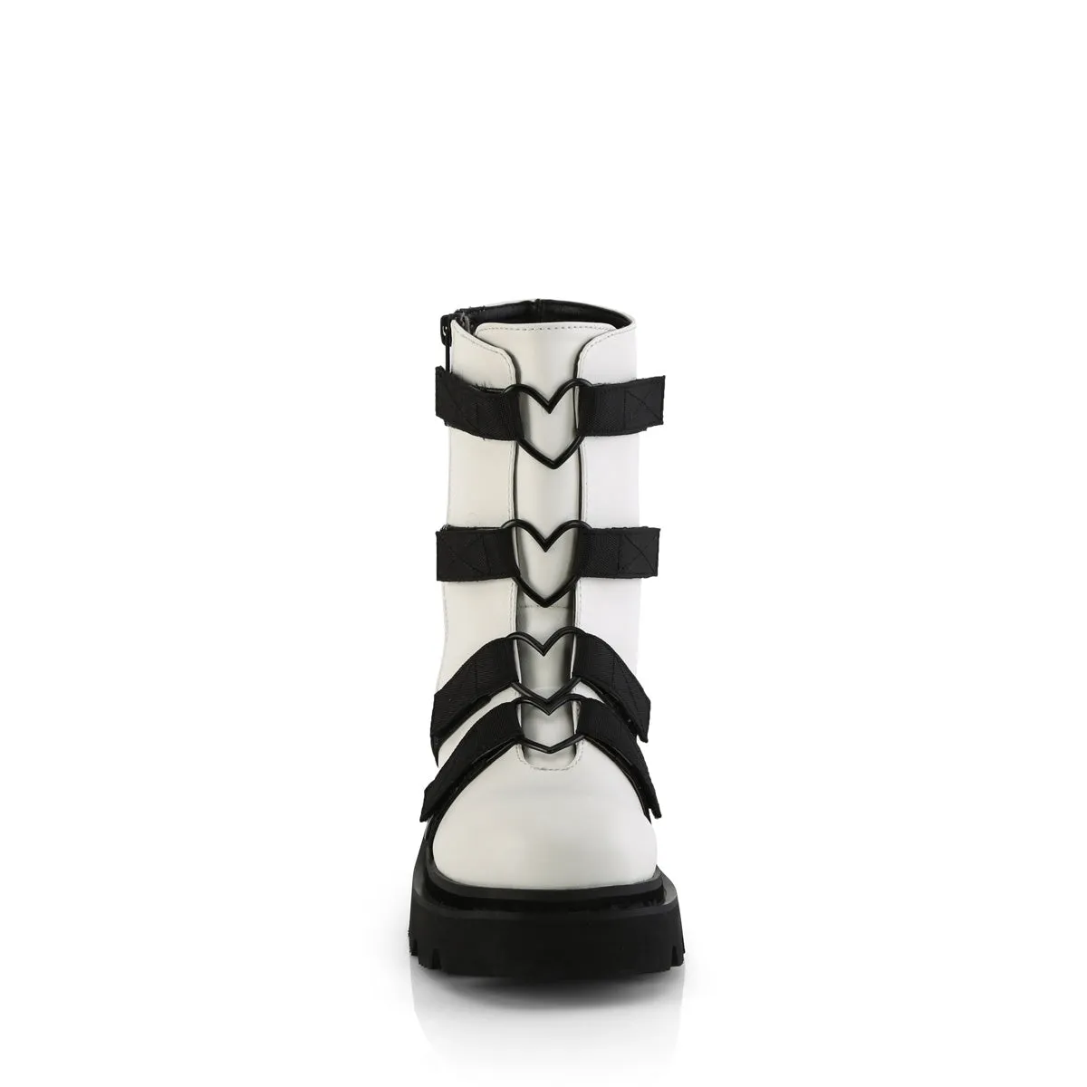RENEGADE-50 DemoniaCult White Vegan Leather Sexy Women's Ankle Boots (Alternative Footwear)