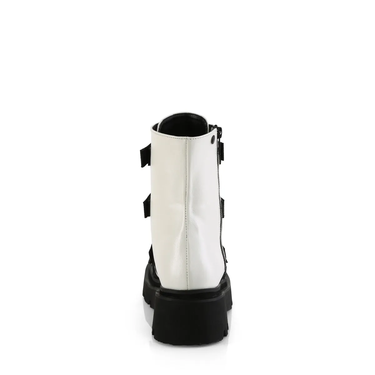 RENEGADE-50 DemoniaCult White Vegan Leather Sexy Women's Ankle Boots (Alternative Footwear)