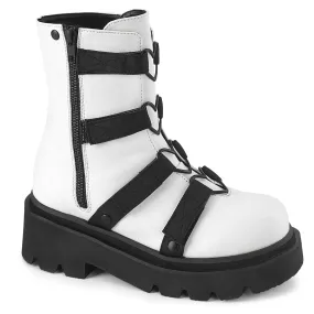 RENEGADE-50 DemoniaCult White Vegan Leather Sexy Women's Ankle Boots (Alternative Footwear)