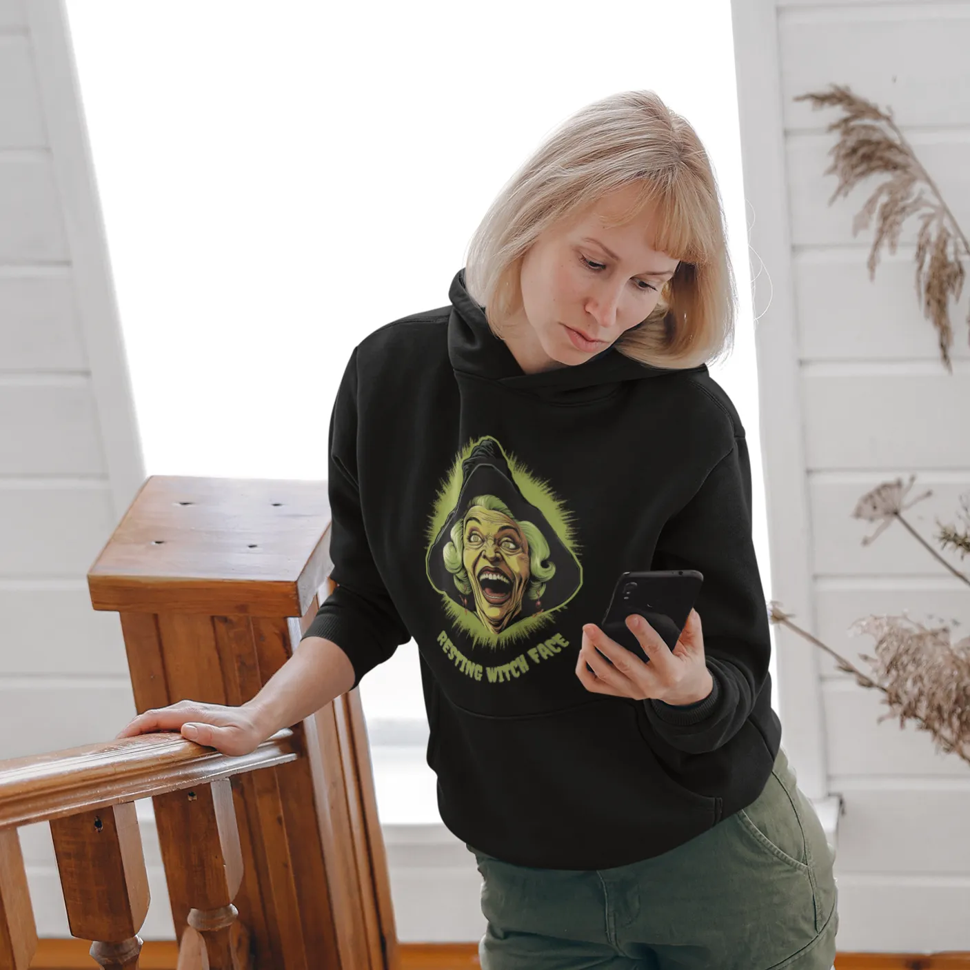 Resting Witch Face, Retro Vintage Hoodie, Cute Hoodie, Halloween Hoodie, Womens' Hoodie, Spooky Hoodie, Halloween Hoodie, Witch Hoodie