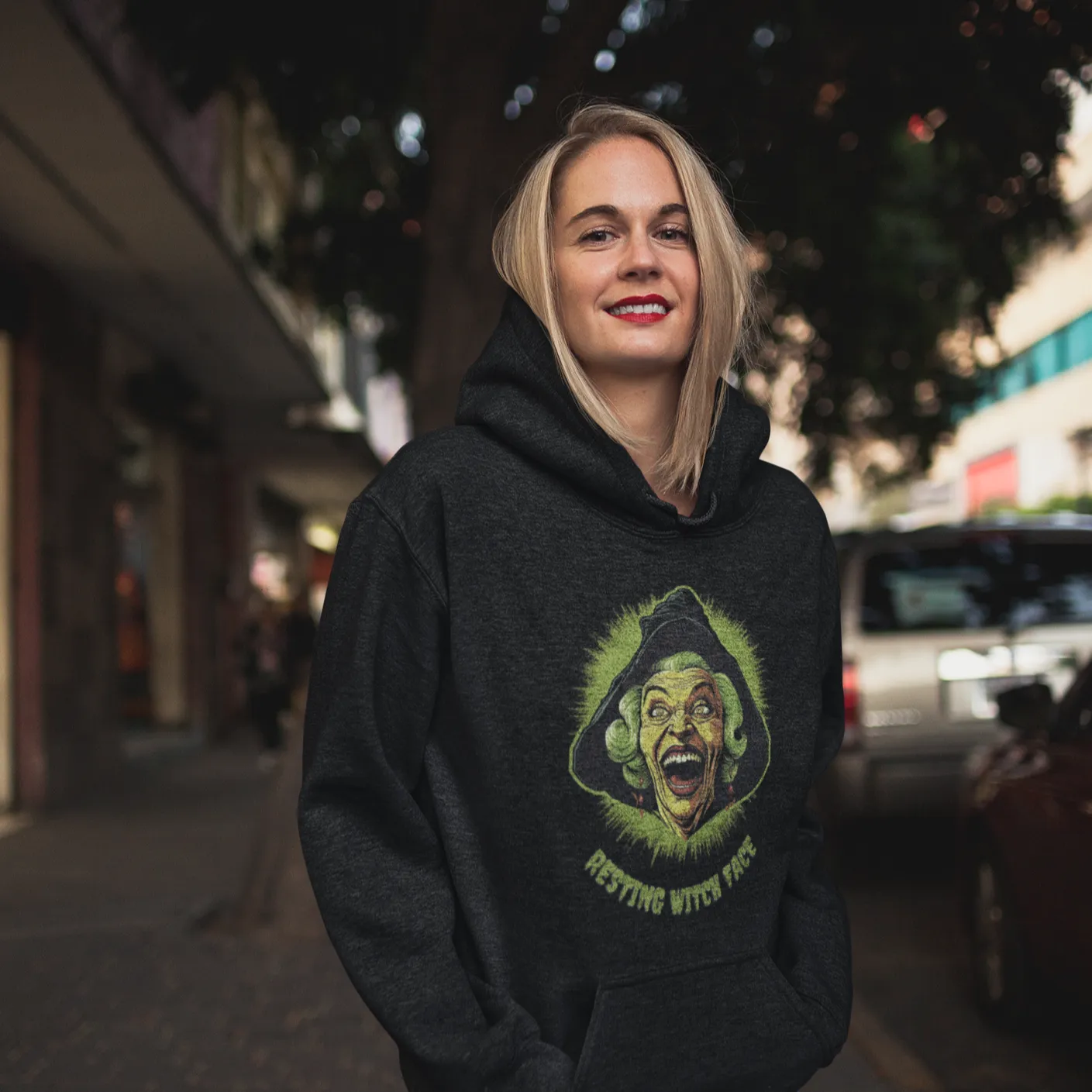 Resting Witch Face, Retro Vintage Hoodie, Cute Hoodie, Halloween Hoodie, Womens' Hoodie, Spooky Hoodie, Halloween Hoodie, Witch Hoodie