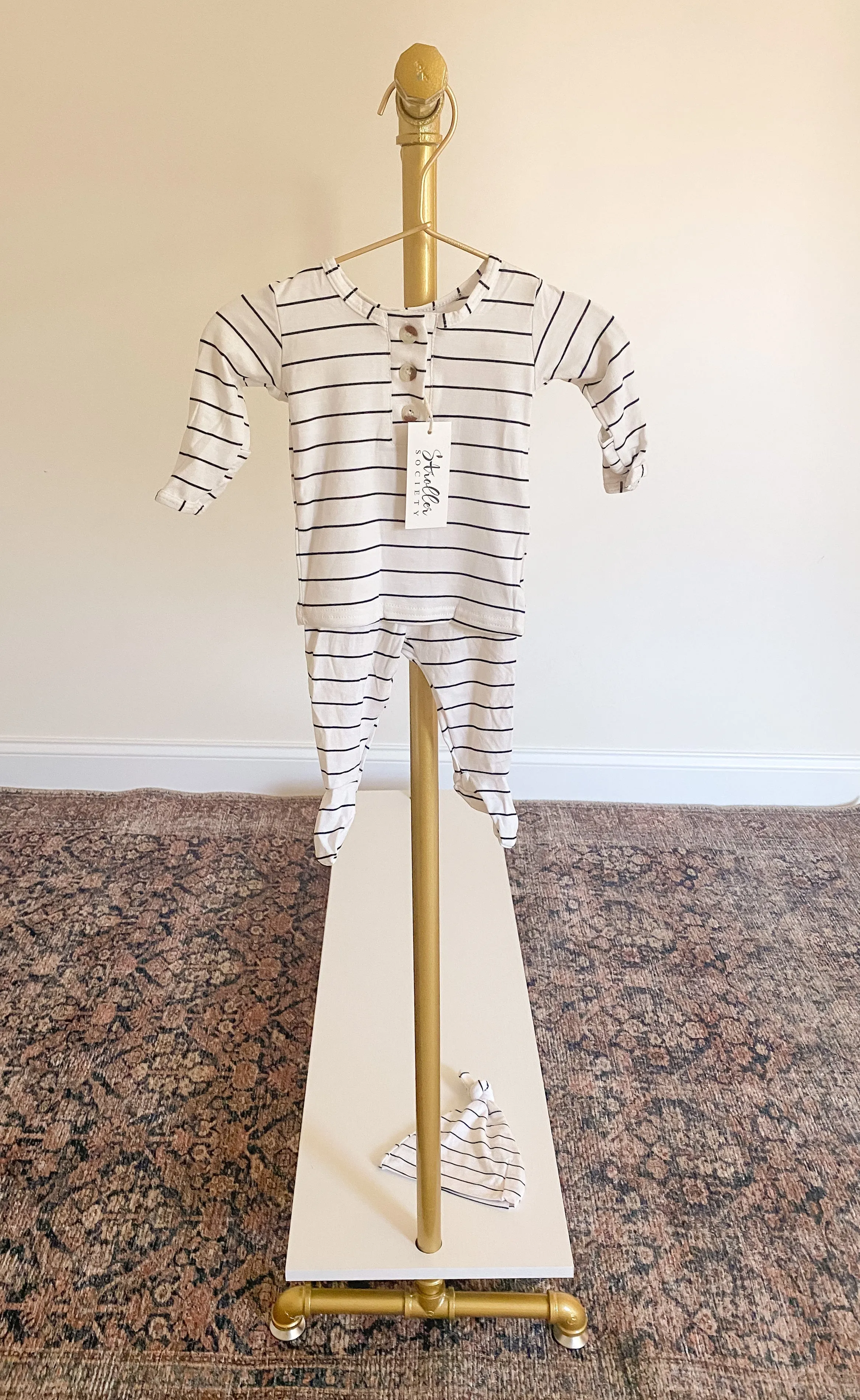 Riley Outfit and Hat Set | Black Stripes