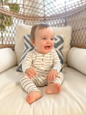 Riley Outfit and Hat Set | Black Stripes