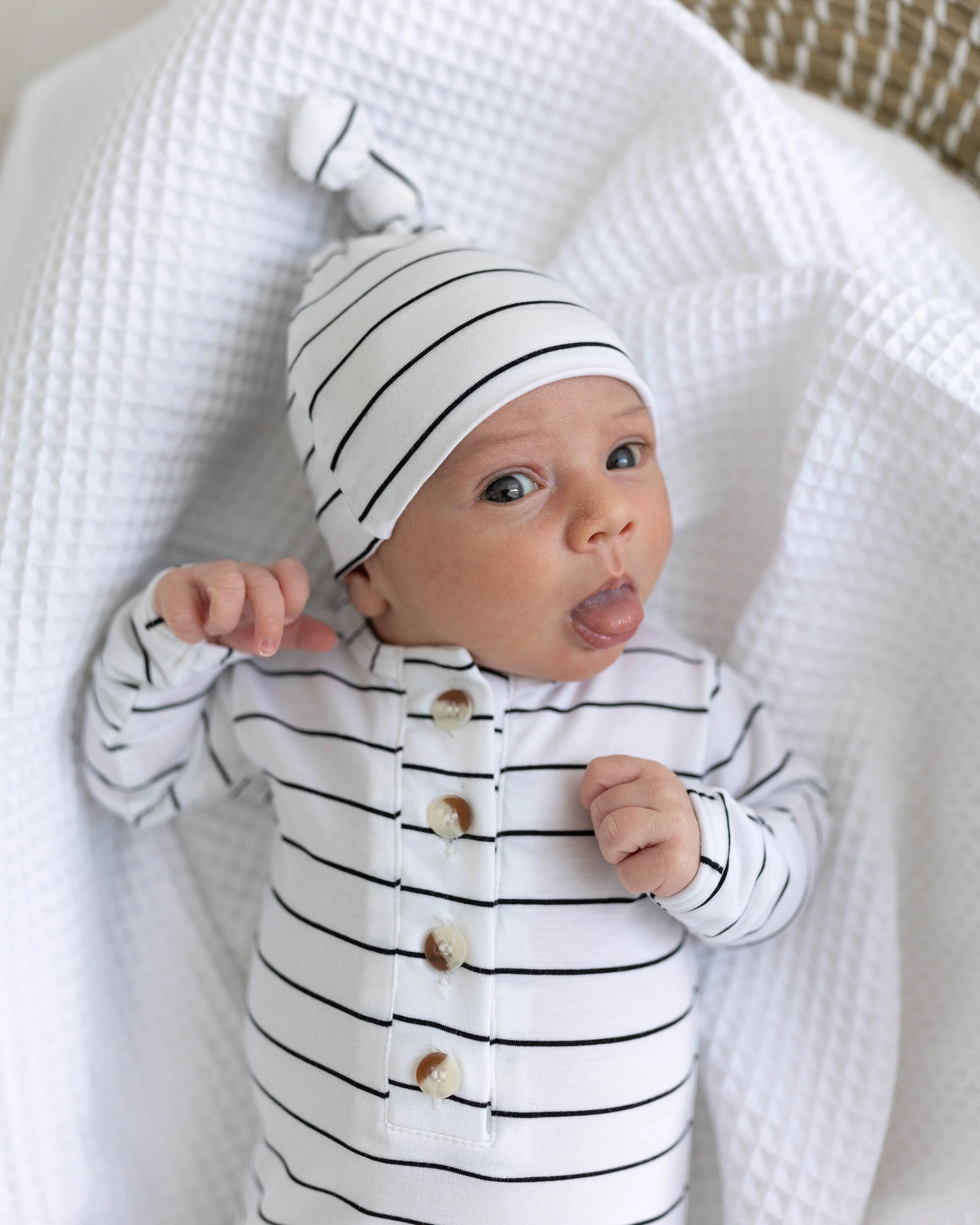 Riley Outfit and Hat Set | Black Stripes