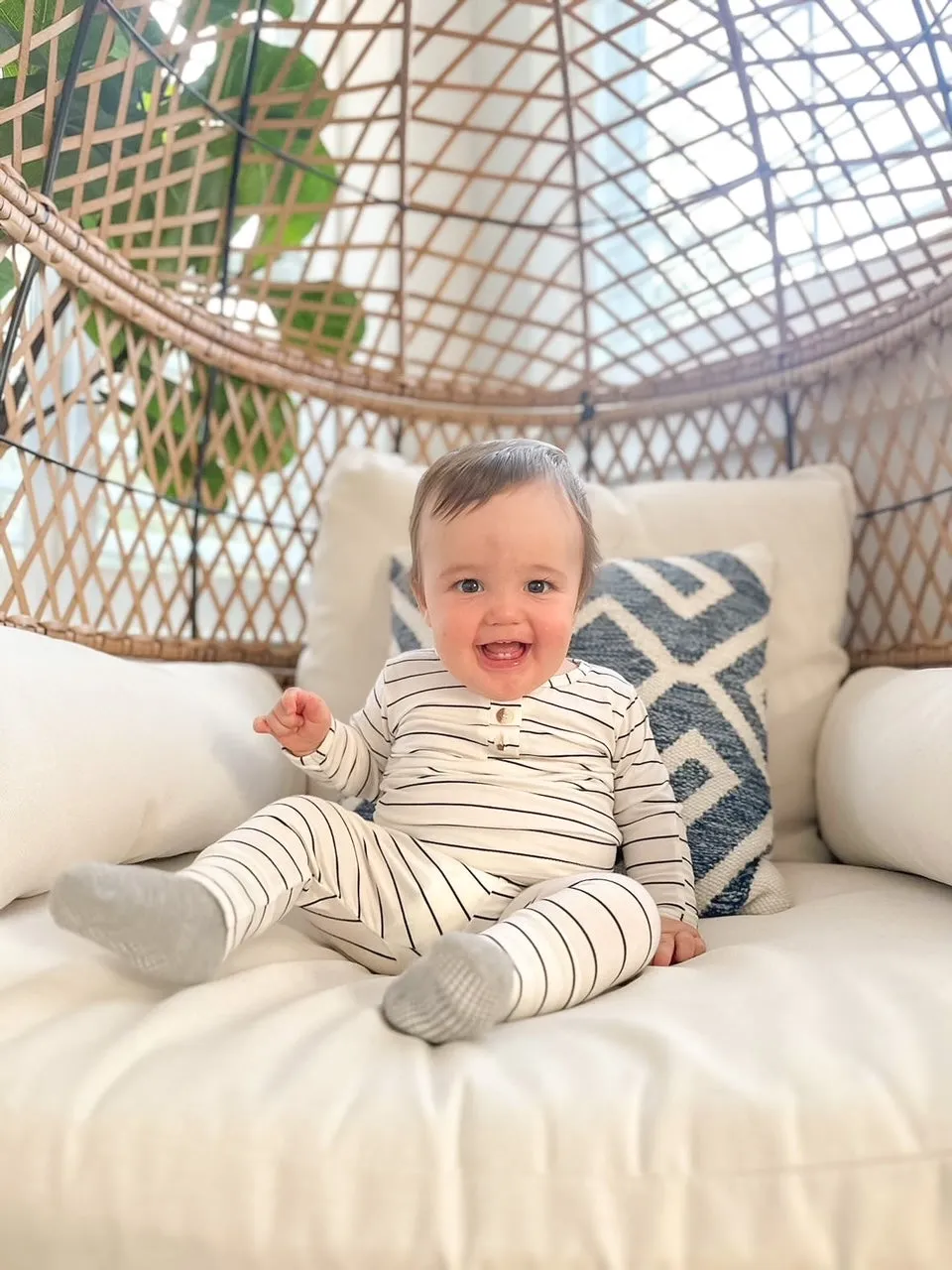 Riley Outfit and Hat Set | Black Stripes