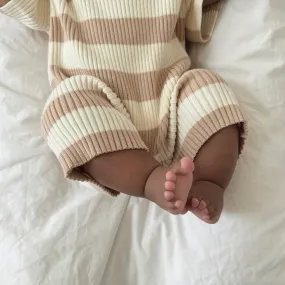 Sand Stripe Ribb Romper | Hunter and Rose