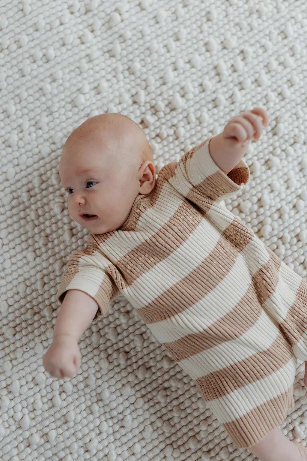 Sand Stripe Ribb Romper | Hunter and Rose
