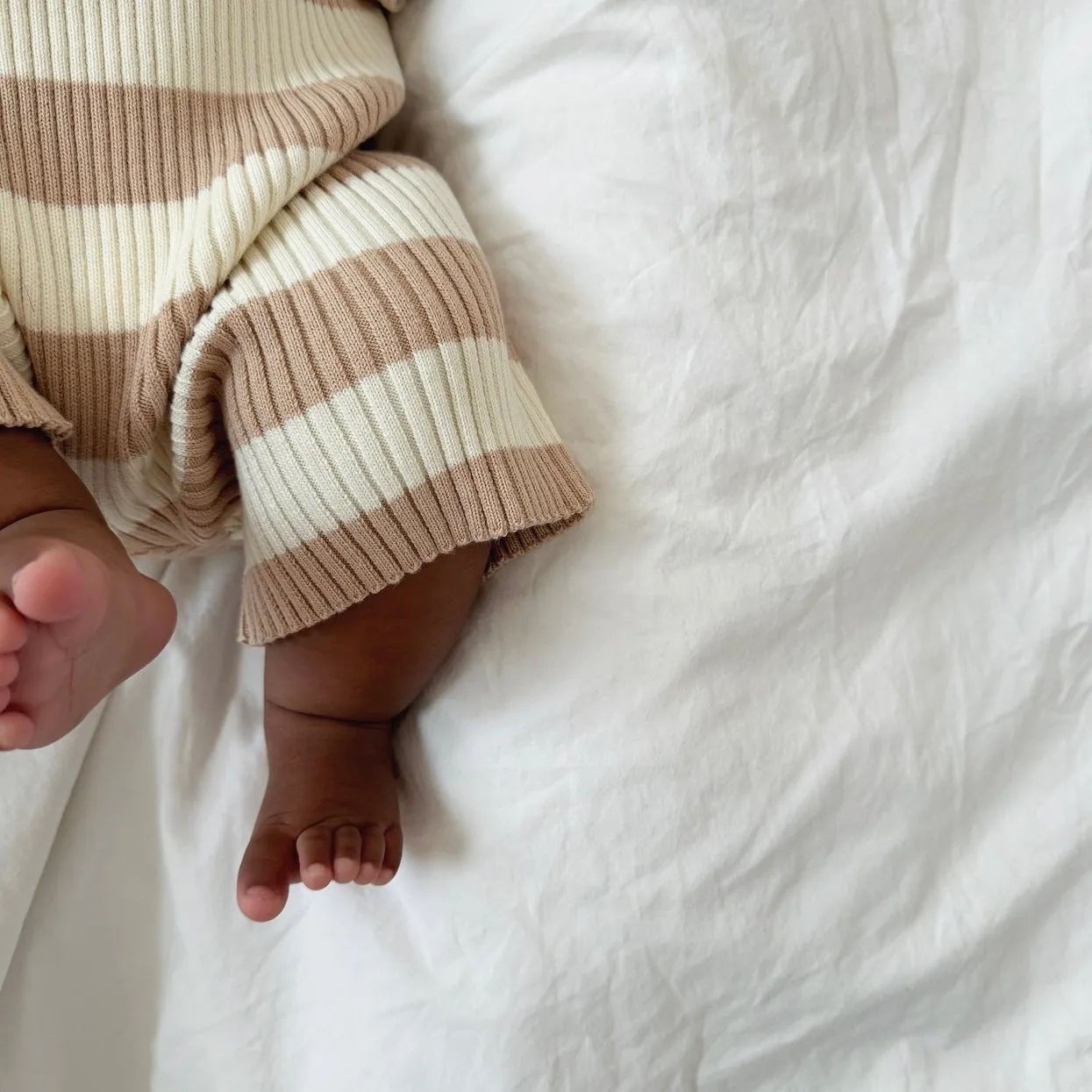 Sand Stripe Ribb Romper | Hunter and Rose
