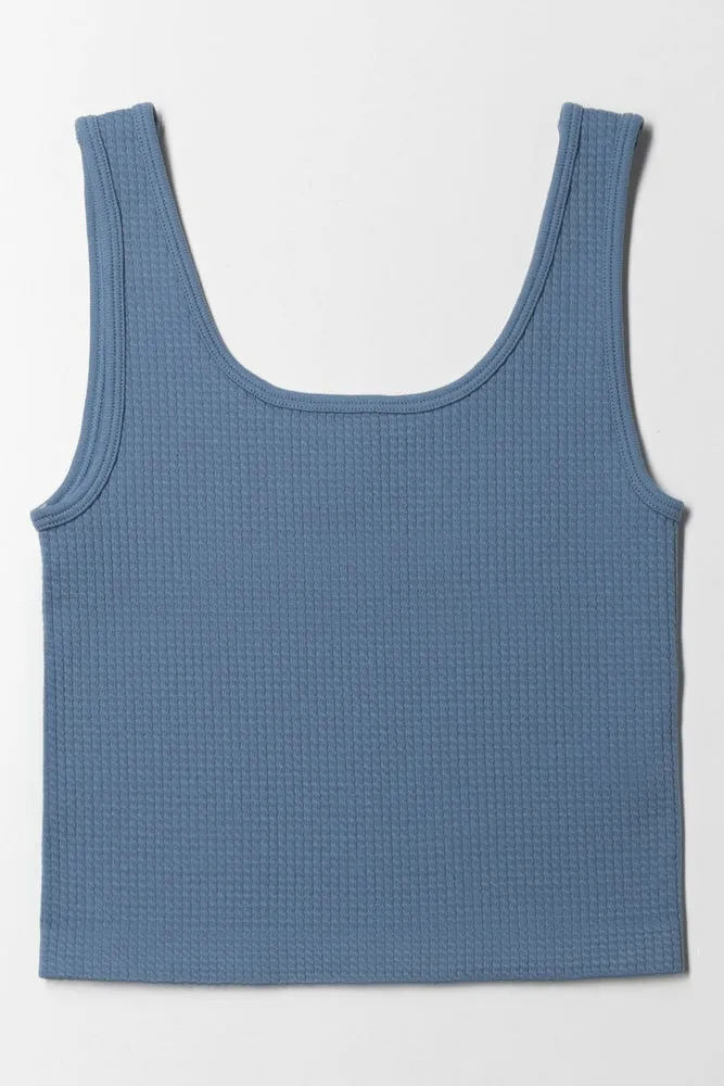 Seamless Textured Knotch Vest Blue
