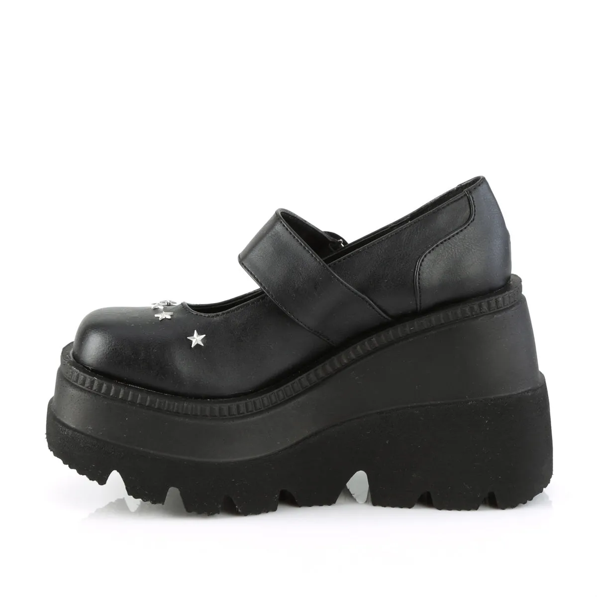 SHAKER-23 DemoniaCult Black Vegan Leather Sexy Women's Heels & Platform Shoes (Alternative Footwear)