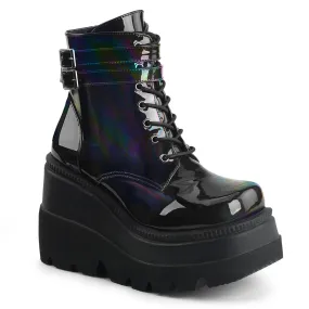 SHAKER-52 DemoniaCult Black Hologram Sexy Women's Ankle Boots (Alternative Footwear)