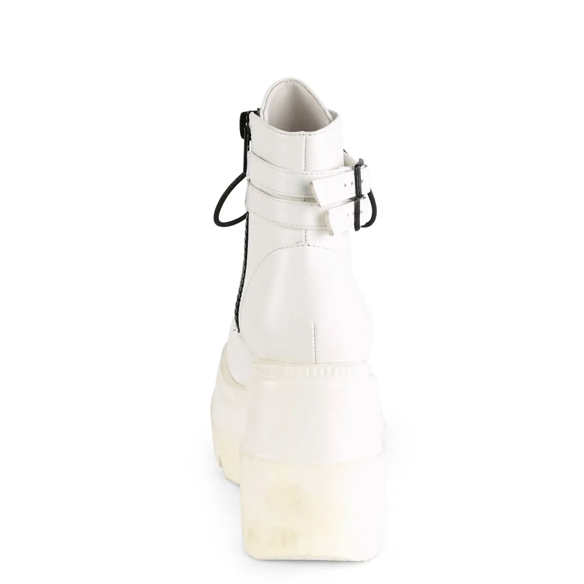 SHAKER-52 DemoniaCult White Vegan Leather Sexy Women's Ankle Boots (Alternative Footwear)