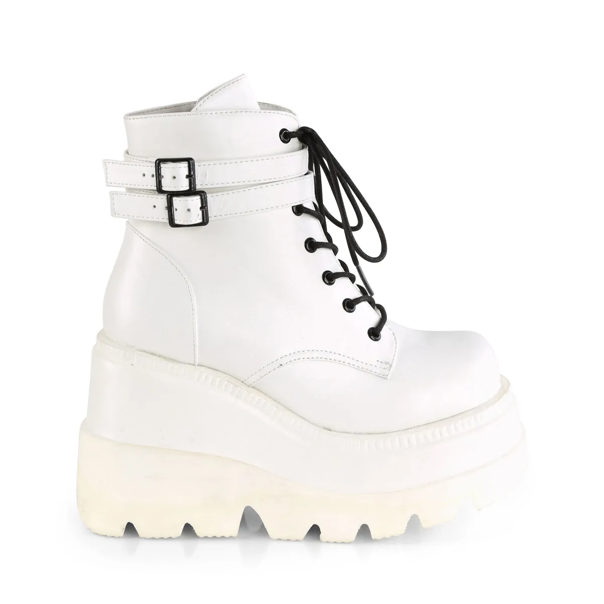 SHAKER-52 DemoniaCult White Vegan Leather Sexy Women's Ankle Boots (Alternative Footwear)