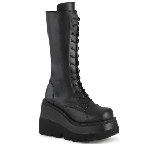 SHAKER-72 DemoniaCult Black Vegan Leather Sexy Women's Mid-Calf & Knee High Boots (Alternative Footwear)