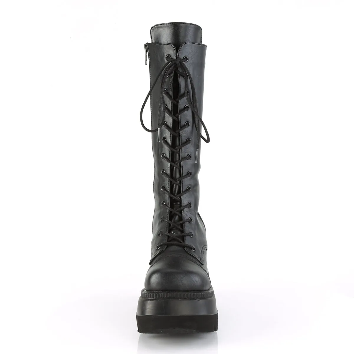 SHAKER-72 DemoniaCult Black Vegan Leather Sexy Women's Mid-Calf & Knee High Boots (Alternative Footwear)