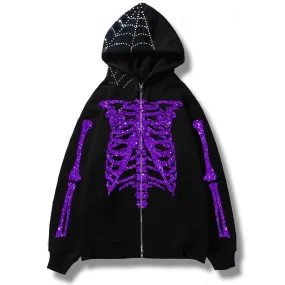 Skeletal Ribcage Zip-Up Hoodie
