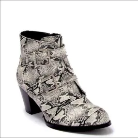 Snakeskin Multi Buckle Straps Heel Boots