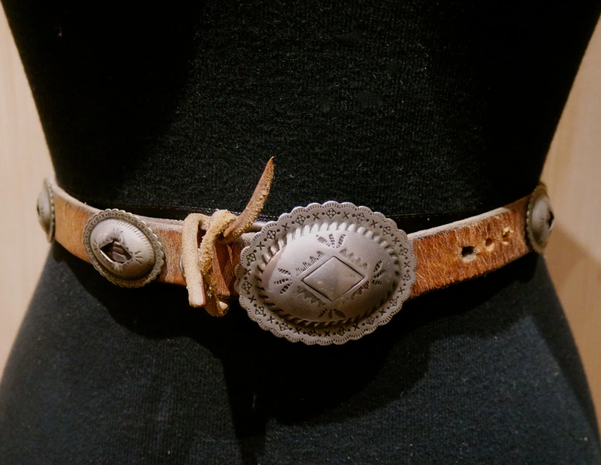 Southwestern Silver and Leather Children's Concha Belt or Hatband