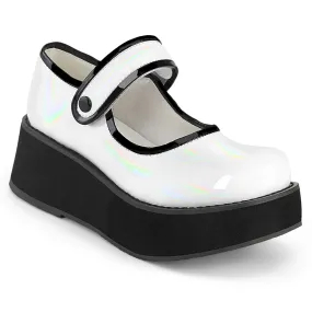 SPRITE-01 DemoniaCult White Holo Patent Sexy Women's Heels & Platform Shoes (Alternative Footwear)