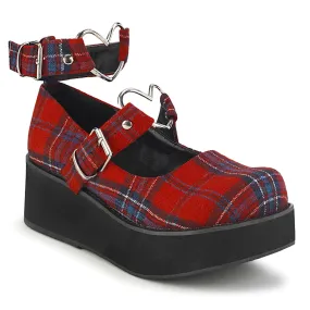 SPRITE-02 DemoniaCult Red Plaid Fabric Sexy Women's Heels & Platform Shoes (Alternative Footwear)